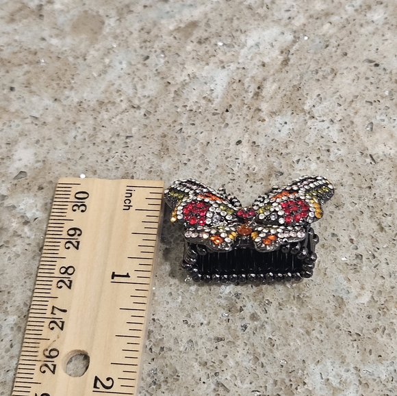 Hematite Butterfly Multicolor Crystal Rhinestone Stretch Ring - Picture 7 of 7